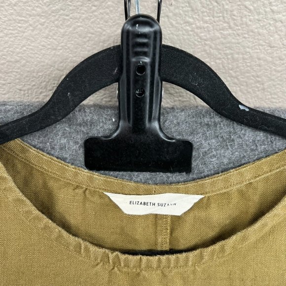 Elizabeth Suzann Dress Womens Large Green 100% Linen A Line Heavy Midi Lagenlook - Picture 4 of 13